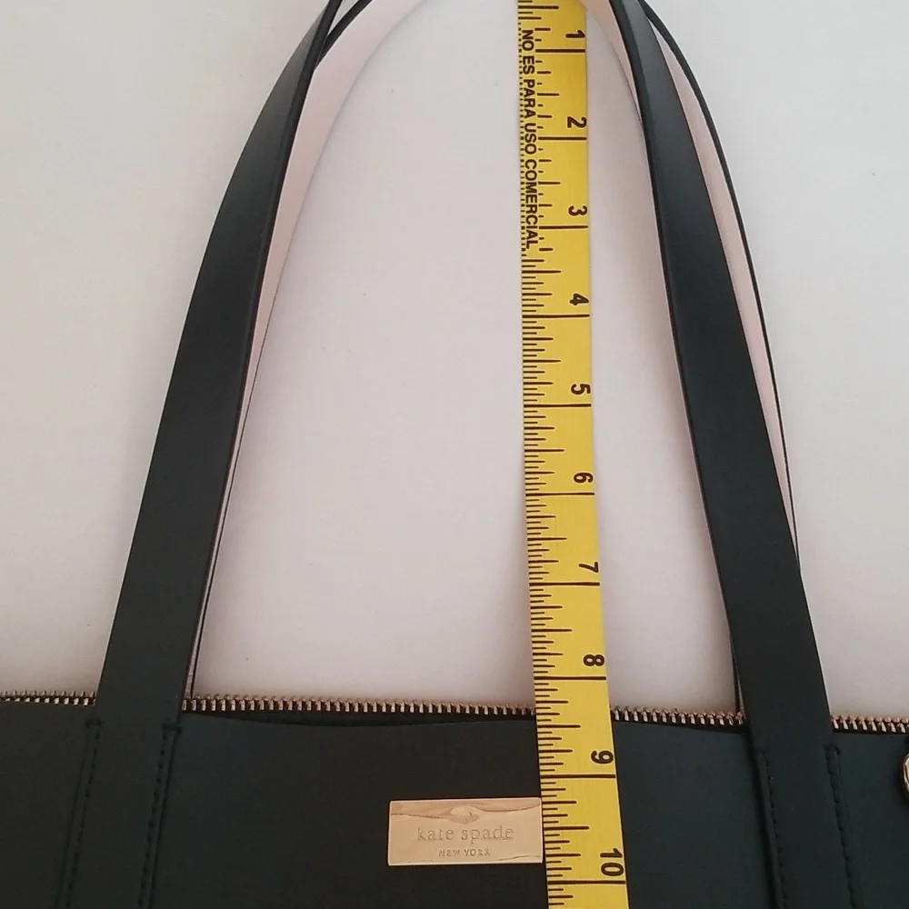 kate spade Large Nelle Putnam Drive Black Leather Tote Bag Light Gold Hardware